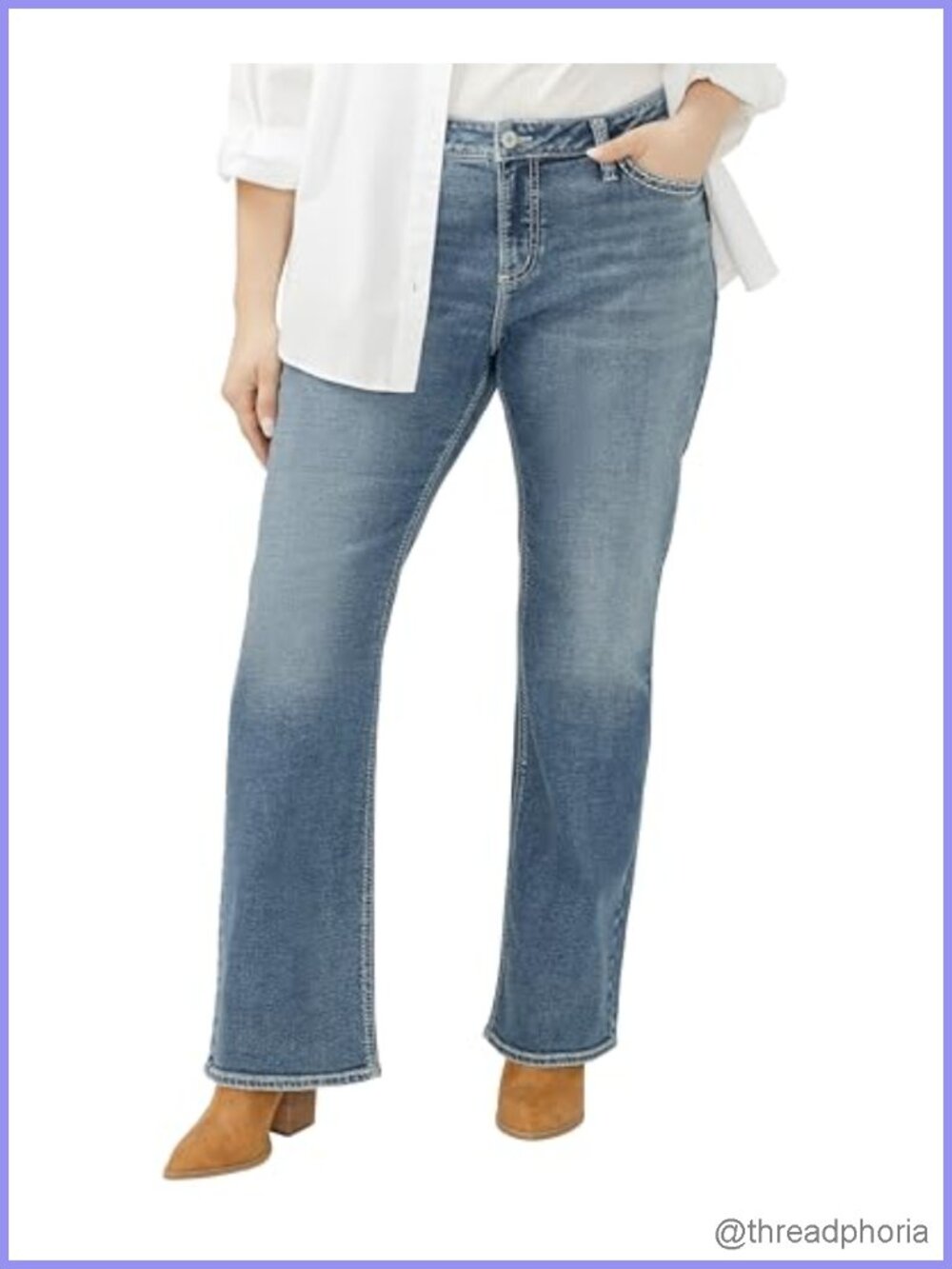 Plus Size Suki Mid Rise Slim Bootcut Jeans Cotton Blend Stretch Women 18.5" Leg
